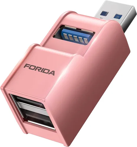 Vista 10 de FORIDA Adaptador USB de 3 Puertos, Hub USB con USB 3.0 y Adaptador USB Doble, Divisor USB Portátil 1 en 3 Salidas para Teclado, Disco Duro Móvil