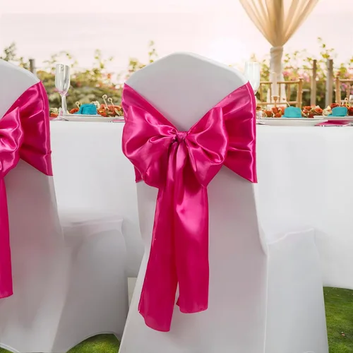 Vista 3 de Horbaunal Paquete de 6 caminos de satén de 12 x 72 pulgadas, brillantes y sedosos de satén para cumpleaños, bodas, fiestas, banquetes, color rosa