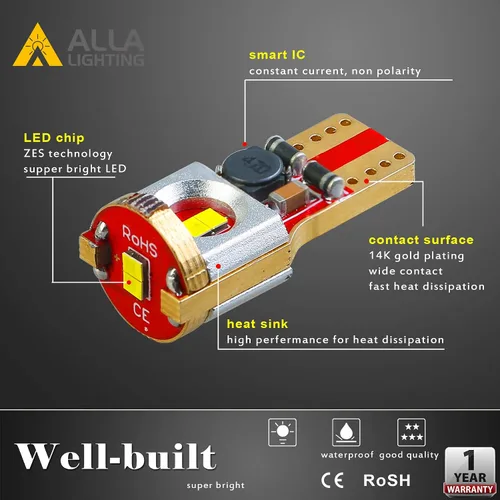 Vista 7 de Alla Lighting Bombillas LED 168 194 T10 rojo súper brillante 175 2825 W5W 192 2821 ZS SMD 12V luces interiores para automóviles, camiones mapa
