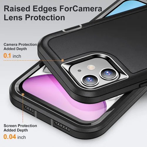 Vista 6 de Funda protectora para iPhone 11 de 6.1 pulgadas, resistente a prueba de caídas híbrida, resistente, a prueba de golpes, ajuste delgado, para iPhone