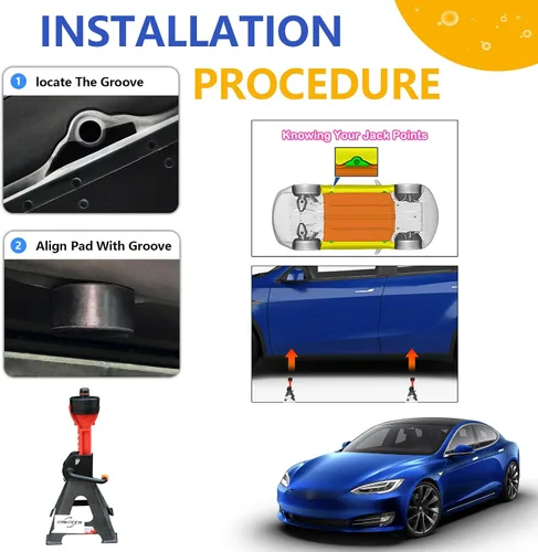 Vista 6 de Adaptadores de Soporte para Gato de Coche para Tesla Model 3 model3 Model Y modely Model S y Model X, Adaptadores de Soporte de Gato para Eje