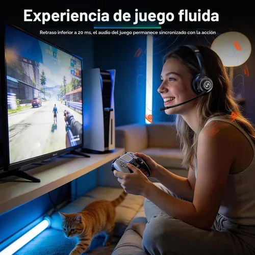 Vista 9 de Auriculares inalámbricos con micrófono para trabajo, auriculares de Negro
