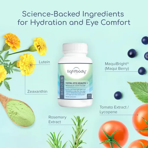 Vista 3 de Lightbody Total Eye Health+ - Suplementos oculares de luteína y zeaxantina con extractos de plantas para bienestar visual y comodidad diaria