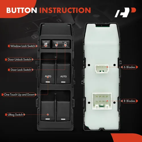 Vista 4 de A-Premium Master - Interruptor de ventana eléctrico compatible con vehículos Chrysler, Dodge y Jeep, 200, 300, Aspen, Sebring, Avenger, Durango