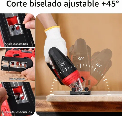 Vista 5 de Sierra de calar - Sierra inalámbrica de 20V con batería y cargador 2700 SPM Sierra recargable con 10 piezas de cuchillas de corte Ángulo de bisel