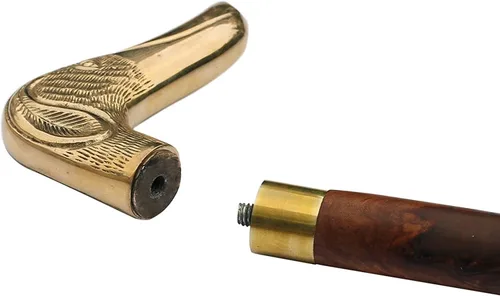 Vista 2 de Bastón de latón hecho a mano de 37 pulgadas con mango de latón, elegante bastón de madera de lujo, declaración de moda, regalos para hombres