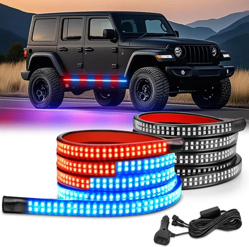 Vista 12 de Nilight 2 tiras de luces estroboscópicas de emergencia de 70 pulgadas, 1125 LED, luz ámbar flexible, intermitente, advertencia, precaución