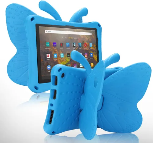 Vista 58 de FW Fire 7 - Funda para tablet para niños, Amazon Fire 7 2022, funda de mariposa con luz de atril, EVA, protección contra caídas, resistente, a