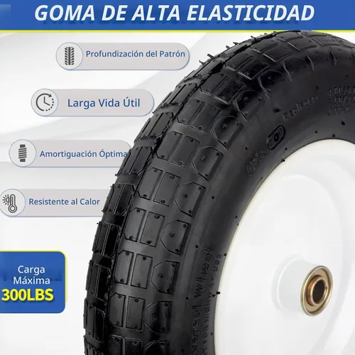 Vista 3 de GICOOL Neumático de goma para carretilla, rueda neumática de 14 pulgadas, cubo centrado de 3"-6", rodamientos de bolas de 5/8" y 3/4", repuesto