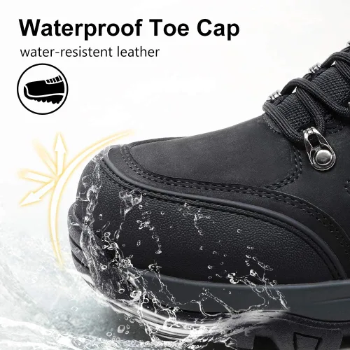 Vista 5 de CAMEL CROWN Zapatos de senderismo para hombre, botas de corte bajo, zapatos de cuero para caminar al aire libre, senderismo, entrenamiento, trabajo