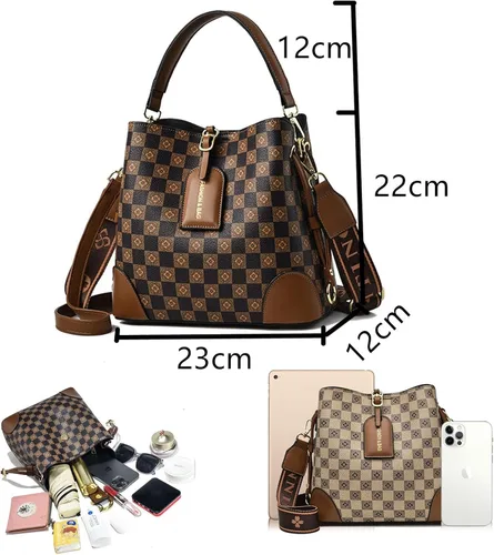 Vista 3 de Bolsos de mano y monedero para mujer, bolso de hombro retro con asa superior