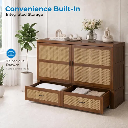Vista 5 de Mjkone Murphy - Cama de gabinete con colchón plegable de tres pliegues Gris oscuro