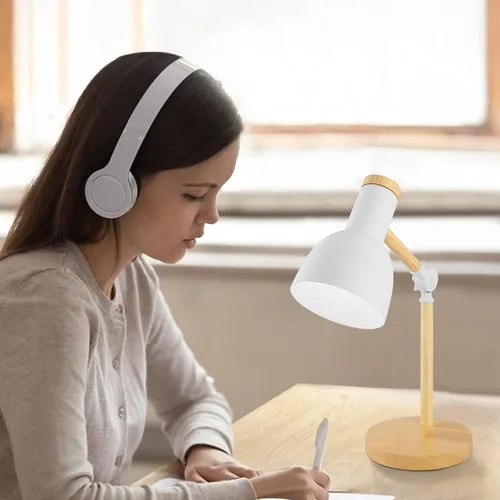 Vista 2 de Lámpara de mesa Himmel, lámpara de mesa de madera ajustable, lámpara de escritorio para niños para recámara, sala de estar, lámpara de lectura