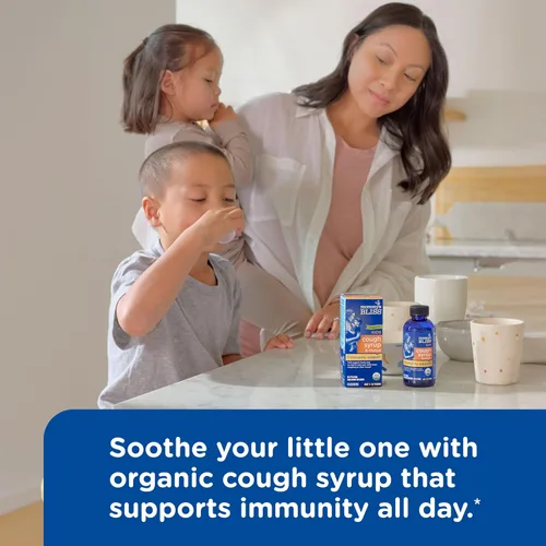 Vista 4 de Mommy's Bliss Jarabe orgánico para la tos y alivio de moco para niños + apoyo inmunológico, agave y miel, hoja de hiedra, saúco, zinc, vitamina C, 4