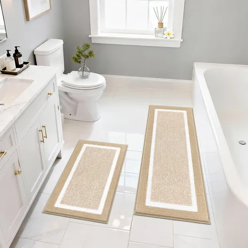 Vista 28 de Pauwer Juego de baño, alfombras de baño antideslizantes, alfombras de ducha absorbentes para suelo de baño, bañera y ducha, color azul aguamarina
