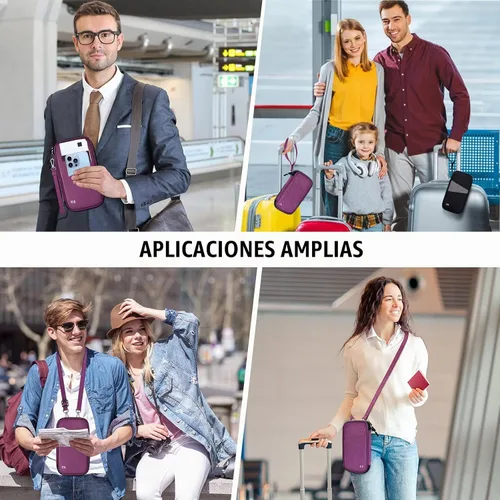 Vista 6 de BKNOOU Soporte para pasaporte familiar con bloqueo Rfid, organizador de documentos de viaje, cartera de pasaporte de viaje, impermeable, soporte 01