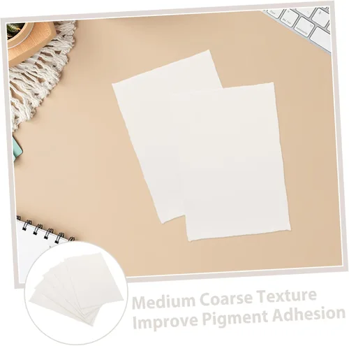 Vista 8 de Veemoon 20 hojas de papel de acuarela de algodón con borde deckled, papel texturizado hecho a mano para pintar, manualidades, invitaciones