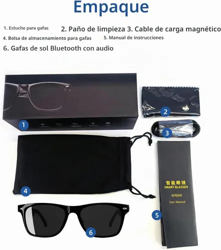 Vista 8 de Lentes inteligentes para hombres y mujeres, lentes de sol Negro-E13