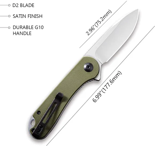 Vista 7 de CIVIVI Elementum Green G10 Mango incluido con nueva versión de mango azul G10, gran compañero de cuchillo plegable EDC