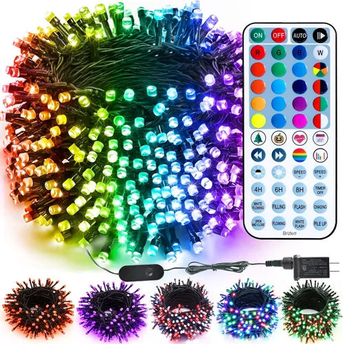 Vista 16 de Brizled Cadena de luces que cambian de color, 33 pies, 100 luces LED pasrel de Pascua con control remoto, cadena de luces RGB regulables, cable