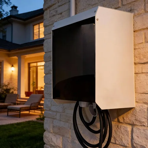 Vista 8 de Cubierta para cargador de vehículos eléctricos para exteriores, cubierta de pared impermeable, techo protector, caja de estación de carga EV