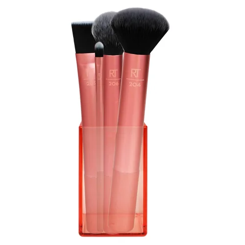 Vista 3 de Set de brochas de maquillaje sintéticas para una base impecable, cruelty-free, brocha para contornos, corrector, polvos y base, de Real Techniques