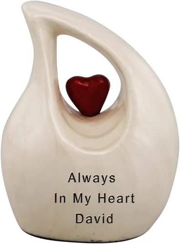 Vista 39 de Urna de cremación Heart of Love para cenizas humanas - Hermosa urna conmemorativa ERN para adultos - ERN decorativa para seres queridos - Urna Negro