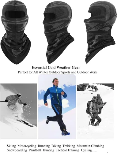 Vista 7 de Máscara de esquí pasamontañas de invierno para hombres y mujeres, para clima frío, protección contra el viento, equipo para esquí, snowboard, paseo