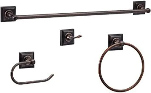 Vista 2 de Aurora Series - Juego de accesorios de baño de bronce aceitado de 3 piezas