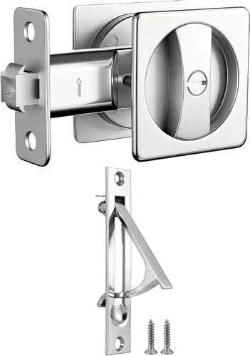 Vista 8 de Lethato Hardware para Puerta de Bolsillo Negro, Cerradura de Puerta de Bolsillo, Pestillo de Puerta de Bolsillo, Puerta de Bolsillo Mate Negra