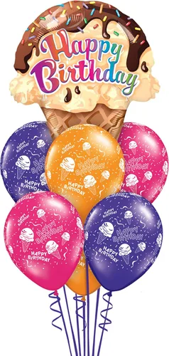 Vista 4 de Qualatex Caja de 7 piezas de ramo de globos, círculos de primer cumpleaños Stars-Boy