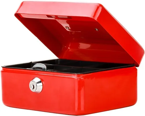Vista 18 de Decaller - Caja de dinero pequeña con cerradura de llave, caja de dinero de metal portátil con doble capa y 2 llaves para seguridad, negro, 6 x 4