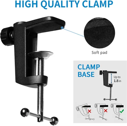 Vista 5 de FEELWORLD AMS1 Brazo de micrófono ajustable, soporte de micrófono con tornillo de 3/8" a 5/8", compatible con PM1 y otros micrófonos para podcast
