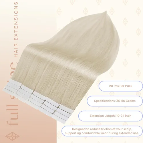 Vista 3 de Full Shine - Extensiones adhesivas de cabello humano, rubio platino #1000 Rubio Platino