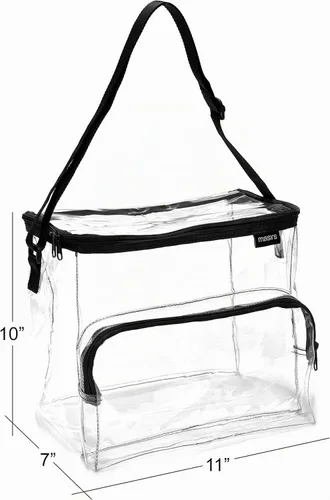 Vista 4 de Masirs Bolsa de almuerzo transparente de PVC transparente con correa de Aprobado por estadios y a prueba de congelador; ideal para oficiales
