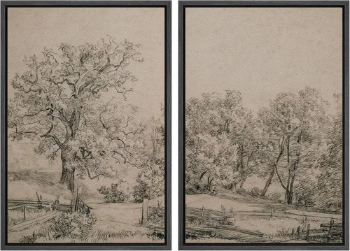 Vista 88 de MUDECOR Lienzo enmarcado para pared, bosque brumoso, reflejos, paisaje tranquilo, ilustraciones modernas, arte decorativo, bohemio, tranquilo/zen