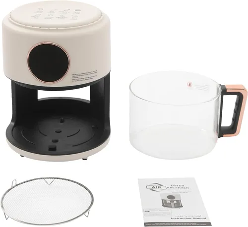 Vista 9 de Freidora aireada visible, cuenco de vidrio transparente con 8 modos preestablecidos, cable de alimentación de 31.5 pulgadas, pantalla táctil digital