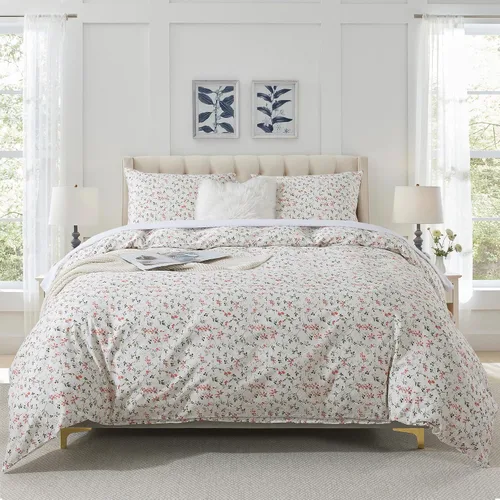 Vista 82 de HoneiLife Juegos de Fundas de Edredón Twin - Funda de Edredón Floral 100% Algodón, Juego de Ropa de Cama Transpirable de 2 Piezas con Cierre