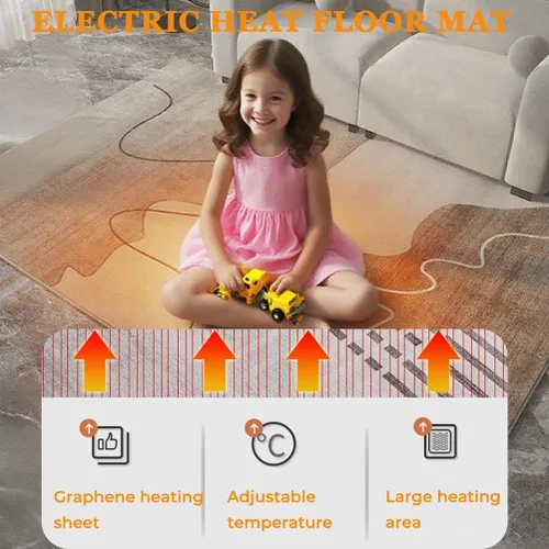 Vista 4 de Electric Heating Carpet Pad,Adjustable Temperature Heated Floor Mat with Auto Shut Off,Electric Heated Large Area Rug with Timerfor Living Room