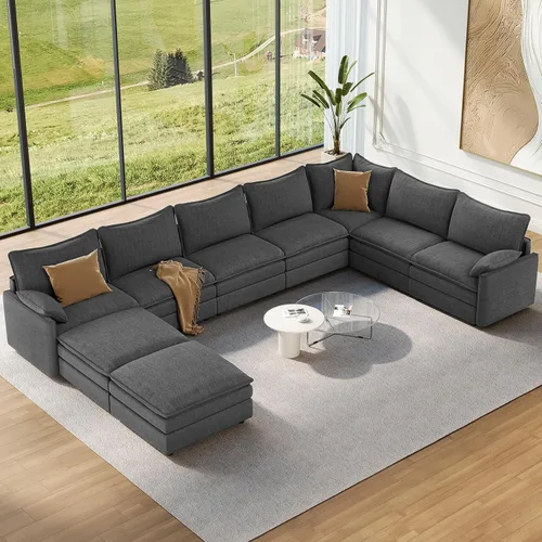 Vista 40 de Vesgantti Sofá modular de 108 pulgadas, cómodo sofá de nube con asiento profundo otomano movible, sofá modular en forma de L, sofás seccionales