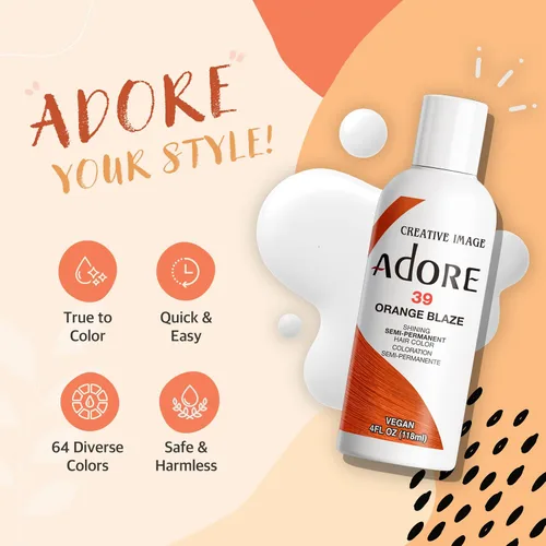 Vista 4 de Adore Tinte para el cabello semipermanente, vegano y libre de crueldad, 4 onzas líquidas, rojo rojo 070 (paquete de 3)