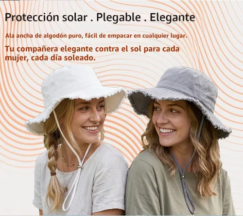 Vista 5 de Connectyle Sombrero de sol de algodón para mujer, sombrero de pescador de ala ancha, plegable, sombrero de jardinería, transpirable, para verano