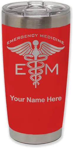 Vista 31 de LaserGram Vaso aislado al vacío de 20 onzas, medicina de emergencia, grabado personalizado incluido (gris) Engraved Gift for Doctors, Vacuum