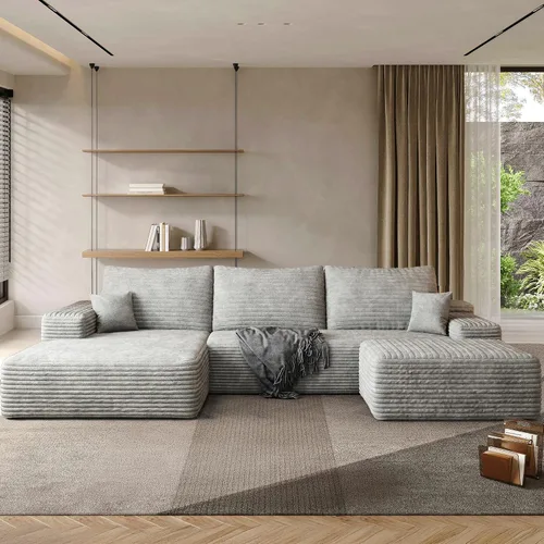 Vista 45 de AUGOP Sofá modular moderno de 96 pulgadas para sala de estar, sofá modular con sofás en forma de L, sofá tapizado sin hueso, asiento profundo, sofá