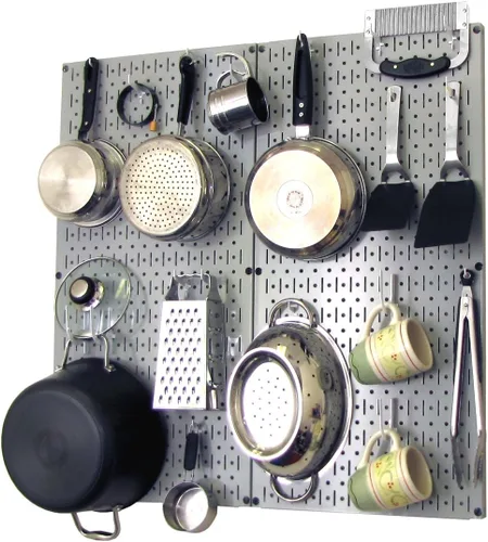 Vista 37 de Wall Control Organizador de Tablero Perforado de Cocina Estante de Almacenamiento de Ollas y Sartenes Kit de Organización con Tablero Perforado