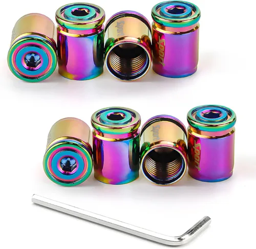 Vista 9 de Dickno 4 piezas tapas de vástago de válvula de neumático de coche con cierre, cubiertas antirrobo para vástago de válvula de rueda automática