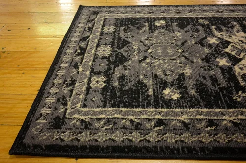 Vista 12 de Unique Loom Taftan Collection - Alfombra de borde geométrico de inspiración tribal (2 pies 2 pulgadas x 3 pies, rectangular, negro/gris)