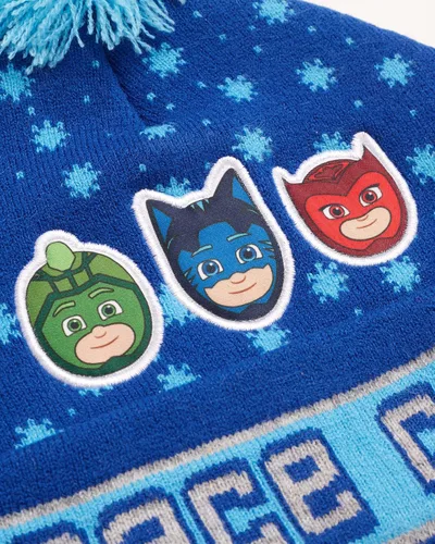 Vista 4 de PJ Masks Sombrero de invierno para niños, paquete de 2 gorros con pompones de superhéroe (niño)