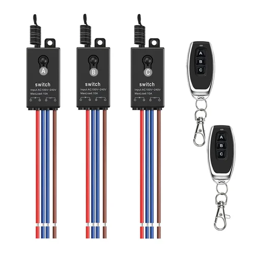 Vista 9 de Interruptor de control remoto de 12 V, mini interruptores inalámbricos de 2 vías, relé CC de 12 V/24 V/48 V/10 A con alcance largo de 328 pies