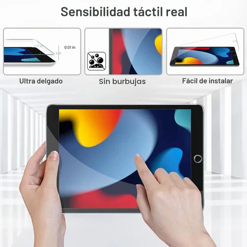 Vista 5 de KIQ Paquete de 2 protectores de pantalla de vidrio templado compatibles con iPad de 9ª, 8ª y 7ª